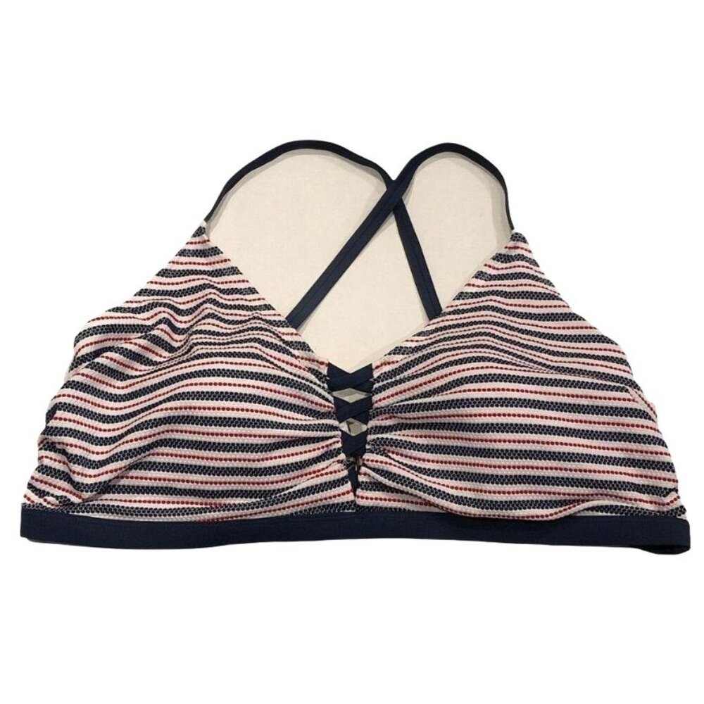 Xhilaration Criss Cross Bralette Bikini Top Size 26W Womens Plus Red Blue Stripe